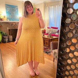 Anthropologie Maeve 3X easy yellow knit midi dress with pockets